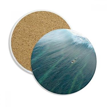 Imagem de Oceano Areia Praia Mar Surfe Onda Porta-copos Caneca Caneca Caneca de Proteção de Mesa Pedra Absorvente