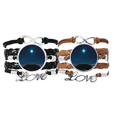 Imagem de DIYthinker Lua Noite Céu Art Déco, Presente Fashion Pulseira Alça de Mão Pulseira de Couro Conjunto Duplo Presente