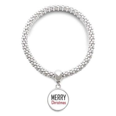 Imagem de DIYthinker Pulseira de prata com pingente de corrente ajustável Celebrate Christmas Festival Holiday Silver