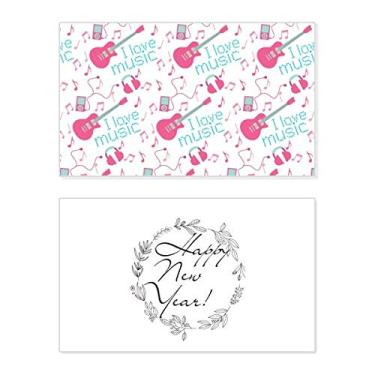 Imagem de Violão azul rosa padrão música ano novo festival cartão felicitações Bless mensagem presente