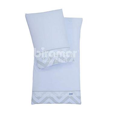 Imagem de Biramar Baby Colchonete Para Carrinho De Bebê Com Fronha Malha Bordado Inglês Brooklyn Chevron Cinza Cinza