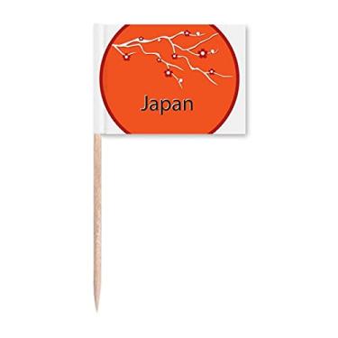 Imagem de Bandeira de palito de dente com estampa de arte Sakura da cultura japonesa, enfeite de festa