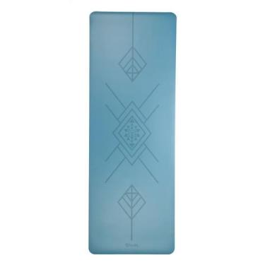 Imagem de Tapete De Yoga Azul 100% Borracha Natural Arte Tribal Antiga 4mm 185 X