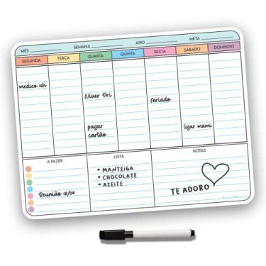 Imagem de Ímã De Geladeira Porta Recados Anotações Planner Com Canetaa