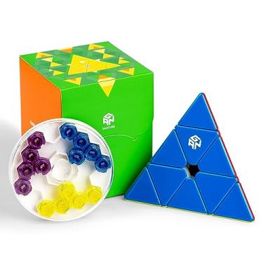Imagem de GAN Pyraminx 60 ímãs, quebra-cabeça pirâmide magnético de velocidade sem adesivo, cubo triangular GES+ (revestimento UV, melhorado)