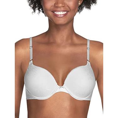Imagem de Vanity Fair Sutiã push-up feminino Ego Boost, adiciona até um tamanho de bojo completo, sutiãs push up com aro para mulheres, Jacquard branco, 38C