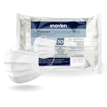 Imagem de Máscara Descartável Facial Tripla Camada de Proteção Filtro Meltblown - 50 Unidades (Branca)