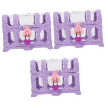 Imagem de DOITOOL 3 Peças Caixa Baú De Tesouro Baú De Jóias Baú De Tesouro Para Sala De Aula Mini Brinquedo De Armazenamento Transparente Baú De Tesouro Baú De Bloqueio Diamante Plástico Strass