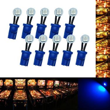 Imagem de PA 10 peças #555 T10 1SMD lâmpada de visão lateral para máquina pinball de LED dobrável 6,3 V (azul)
