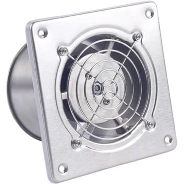 Imagem de Exaustor de cozinha Ventilador de ventilação de aço inoxidável de 4 polegadas Exaustor de banheiro Exaustor de ar Ventilador de banheiro Re-mover odor, quadrado prateado