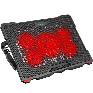 Imagem de Almofada de resfriamento de ventoinha de laptop AICHESON para laptops de 15,6"-17,3", 5 ventoinhas mais frias com luzes vermelhas