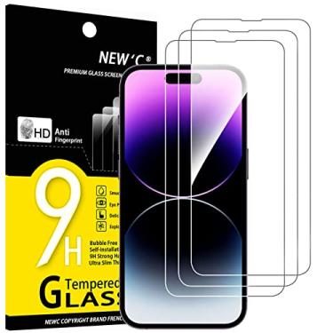 Imagem de NEW'C [Pacote com 3 películas projetadas para iPhone 14 Pro Max (6,7 polegadas), protetor de tela de vidro temperado, antiarranhões, sem bolhas, ultrarresistente