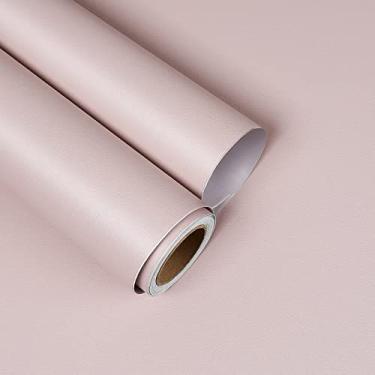 Imagem de YENHOME Papel de parede rosa pálido, papel de parede rosa, papel de parede removível de vinil de cor sólida para quarto de meninas 43 x 39 cm, papel de contato fosco autoadesivo para gavetas de