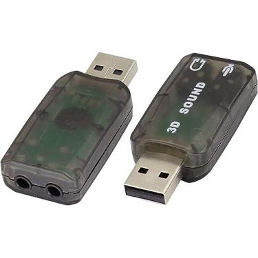 Imagem de Cartão de som estéreo USB 5.1 externo da zdyCGTime USB 2.0 para adaptador de placa de som de áudio 3D, canal virtual 5.1 para Windows e Mac, PC, notebook com fone de ouvido e microfone de 3,5 mm – 2 pacotes/preto, Preto