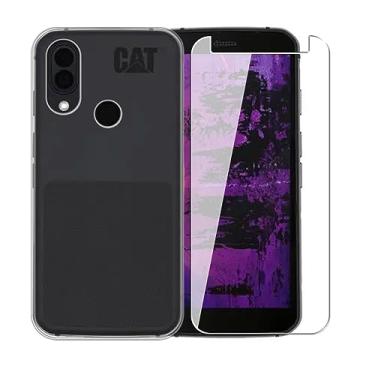 Imagem de AWEICASE Capa para CAT S62 Pro + película protetora de tela de vidro temperado - Capa protetora de TPU à prova de choque flexível de silicone transparente para CAT S62 Pro (transparente)