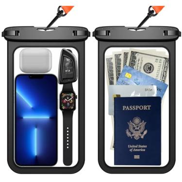 Imagem de Temdan Bolsa impermeável para celular com 2 peças, [até 25,4 cm grande] Capa para celular impermeável IPX8 universal com cordão para iPhone 16 Pro Max/16E/15/14/13, Galaxy S25 Ultra/S24/S23 para