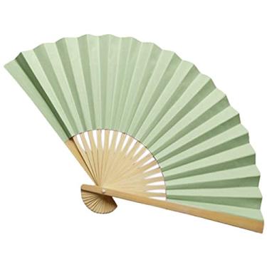 Imagem de YQHWLKJ Ventiladores de mão dobráveis estilo chinês, leque dobrável de mão, papel de bambu, leque dobrável, festas, presentes de casamento, decoração de casa