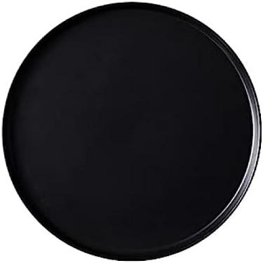 Imagem de Bandeja de servir cerâmica bandeja redonda adequada para café da manhã mesa de café cozinha lanches sala de jantar do hotel, preto, s