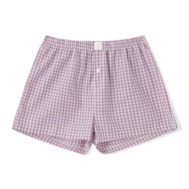 Imagem de Cocoday Short boxer feminino listrado Y2k cintura elástica fofo pijama curto verão solto shorts pijama shorts, D - roxo, M