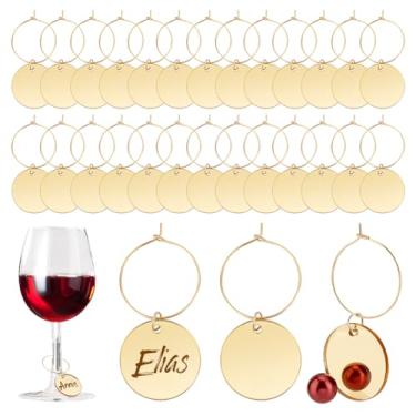 Imagem de AHANDMAKER Amuletos de taça de vinho, marcadores de bebida de acrílico, anel de vidro com argola de latão, pingentes de bebida, decorações de festa para degustação, decoração de identificação de