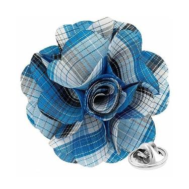 Imagem de Vittorio Vico Broche de lapela de flor xadrez formal masculino premium - Boutonniere para homens, broche de flor, 2.5" (6.36CM), Poliéster, Não aplicável