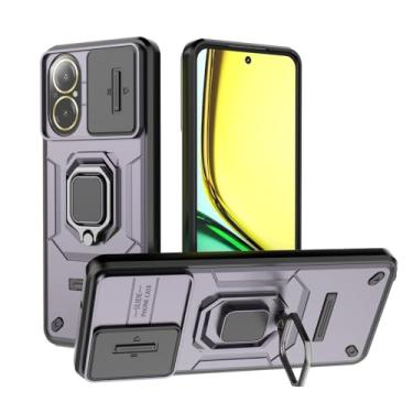 Imagem de Kukoufey Compatível com Realme C67 4G Suporte Shell, com capa de lente de câmera deslizante compatível com Realme C67 4G RMX3890 capa roxa