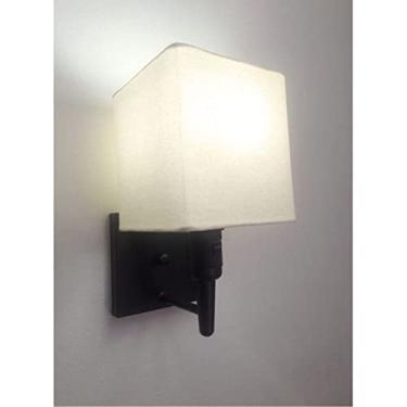 Imagem de Arandela Quadrada com Inter Liga e Cúpula Tecido, Vivare Iluminação, Arandela Parede2019 PRLA, Preto, Pequeno