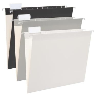 Imagem de Y YOMA Pacote com 6 pastas de arquivo para pendurar gradiente, tamanho carta, pasta decorativa para arquivo, escritório, casa, com abas ajustáveis de corte 1/5, cinza cinza