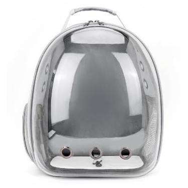 Imagem de Mochila De Transporte Para Pets Cachorros E Gatos Com Ventilação Transparente E Visão Panorâmica Bolsa Astronauta Passeio Animal De Estimação Portátil (Cinza)