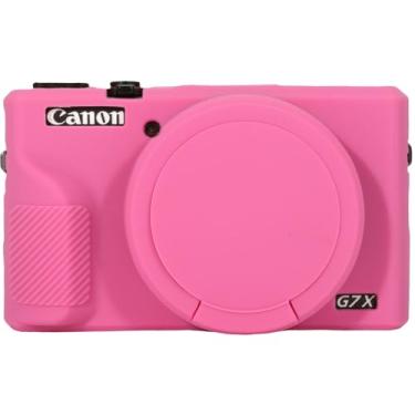 Imagem de AEXUTDA Capa para câmera digital Canon Powershot G7X Mark III, capa de silicone para câmera G7X Mark iii, antiarranhões, ajuste fino, macio, acessórios G7X Mark 3 com capa de lente removível -