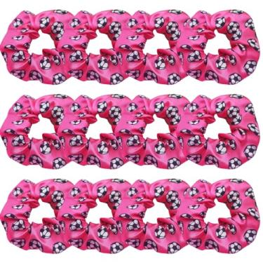 Imagem de 12 peças de cabelo de futebol brilhante Scrunchies Uniformes de futebol Scrunchie desempenho escolar/esportes/prática/festa/ginástica Scrunchie suporte de rabo de cavalo para meninas cosplay show