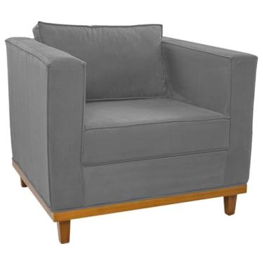 Imagem de Poltrona Decorativa Europa Suede Cinza AM Decor