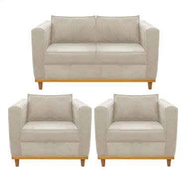 Imagem de Kit Sofá 2 Lugares e 2 Poltronas Europa Suede Bege AM Decor