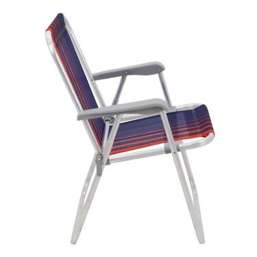 Imagem de Cadeira De Praia Tramontina Samoa Alta Em Alumínio Com Assento Azul Escuro