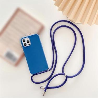 Imagem de Capa de telefone com alça de colar crossbody para Samsung Galaxy S6 S7 edge S8 S9 S10 Plus S10lite S10e Lite 5G capa macia, azul escuro, para S7 edge