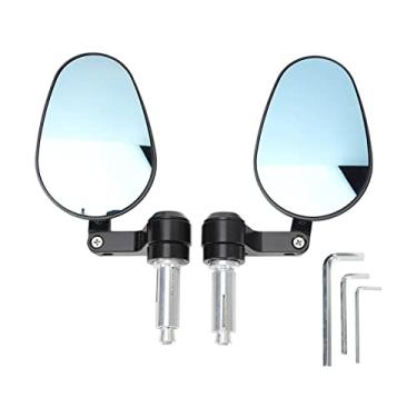 Imagem de 2 Pçs Espelhos Retrovisores Motocicleta, Preto Azul Vidro Resistente Ao Brilho Espelho Lateral do Guiador para Moto Bicicleta