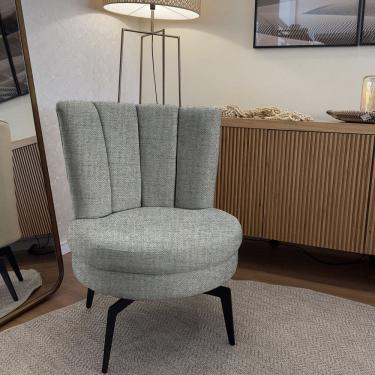 Imagem de Poltrona Flor Giratória Safira - Tecido Linho Safira Cinza