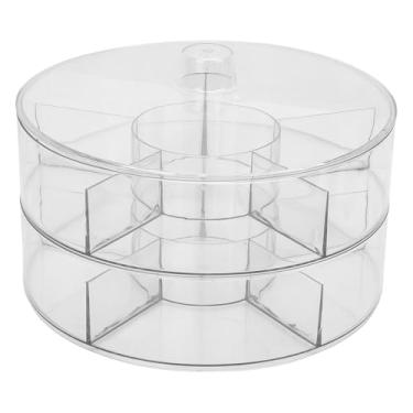 Imagem de Bandeja de Servir Dividida Giratória, Bandeja de Servir Giratória, Bandeja de Servir Com Design Giratório, Recipiente de Caixa de Lanche Transparente de Plástico de Grande