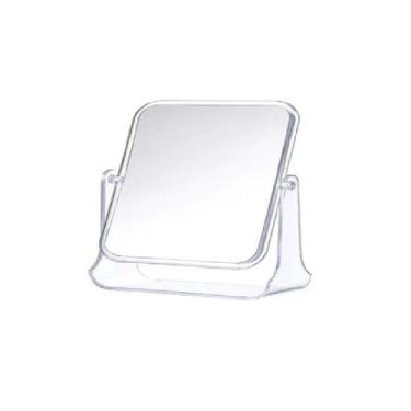 Imagem de Espelho de Mesa Quadrado Dupla Face Moldura Transparente - Fx