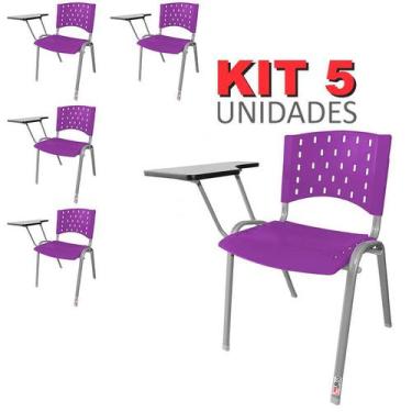 Imagem de Cadeira Universitária Plástica Roxo 5 Unidades Base Prata - ULTRA Móve