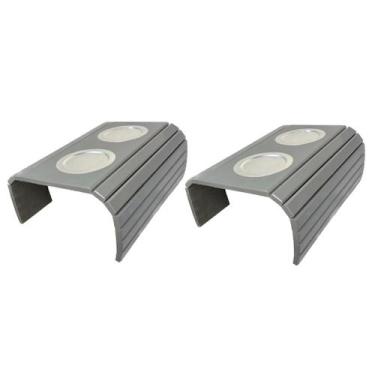 Imagem de Kit 02 Esteira Decorativa Laqueada Sofá Copo Alumínio Cinza - M A Sorp