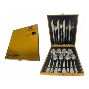 Imagem de Faqueiro 24 Peças Aço Inox Jogo Talher Luxo - Nakasaki/Sa Tools