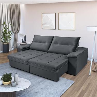 Imagem de Sofá Dallas Retrátil e Reclinável 3 Lugares Veludo Modulado (Chumbo, 2,50)