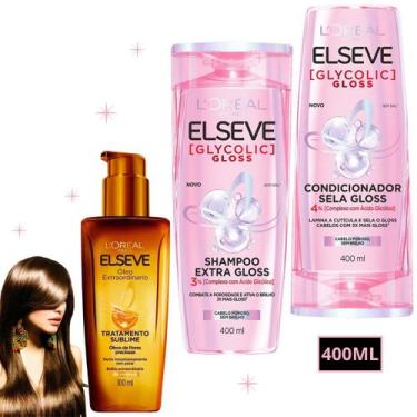 Imagem de Kit Elseve Glycolic Gloss Hidra Oleo Extraordinario Sonhos - Loreal Pa