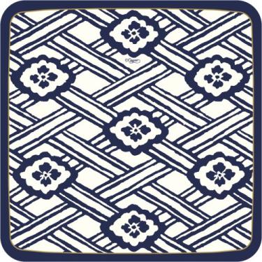 Imagem de Conjunto de dois pratos de salada de papel quadrado azul Kiku com Caspari, 8 pratos por pacote