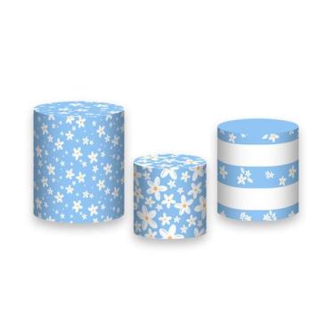 Imagem de Trio de Capas de Cilindro - Flores Margaridas Azul 091 - Via Cores