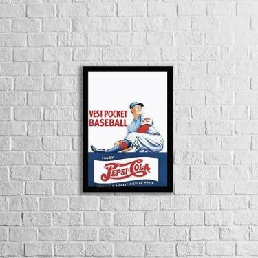 Imagem de Quadro Propaganda Antiga Pepsi Baseball 45X34 Vidro Preta - Quadros On