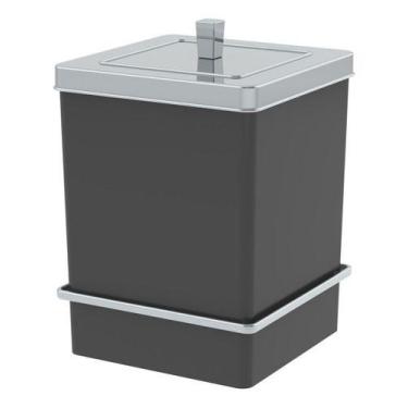 Imagem de Lixeira 6,5l Quadrada Com Suporte Ventosa Preto Cromado - Future Indus