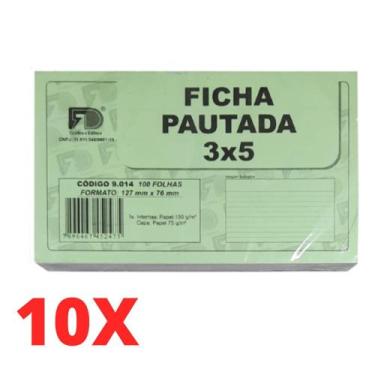 Imagem de Kit Ficha Pautada 3x5 Branco 150g - FD GRÁFICA