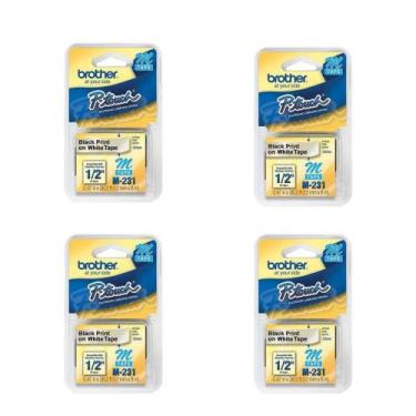 Imagem de Kit Acompanha 4 Fitas M231 Para Rotulador Brother 12mm Preto/branco, B
